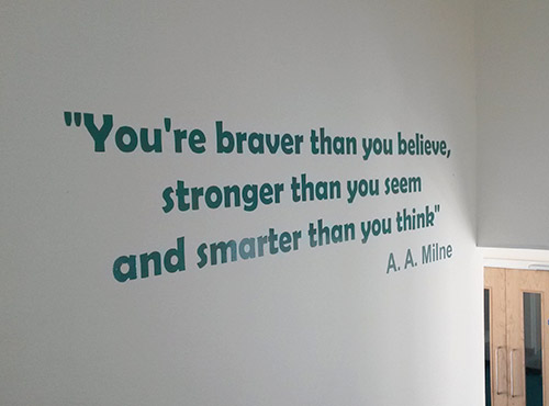 A A Milne quote vinyl wall sign for a Junior School