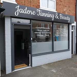 Jadore shop signage fascia and window vinyls