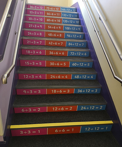 Division stair graphic signage for schools