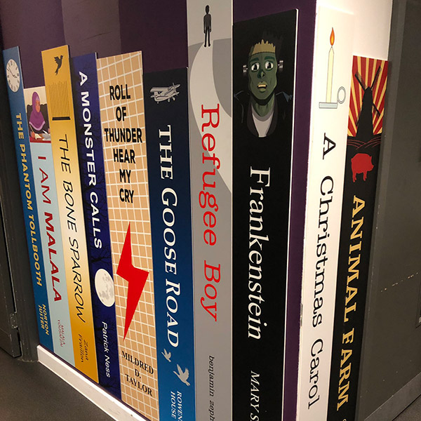 Book spine wall signs for schools